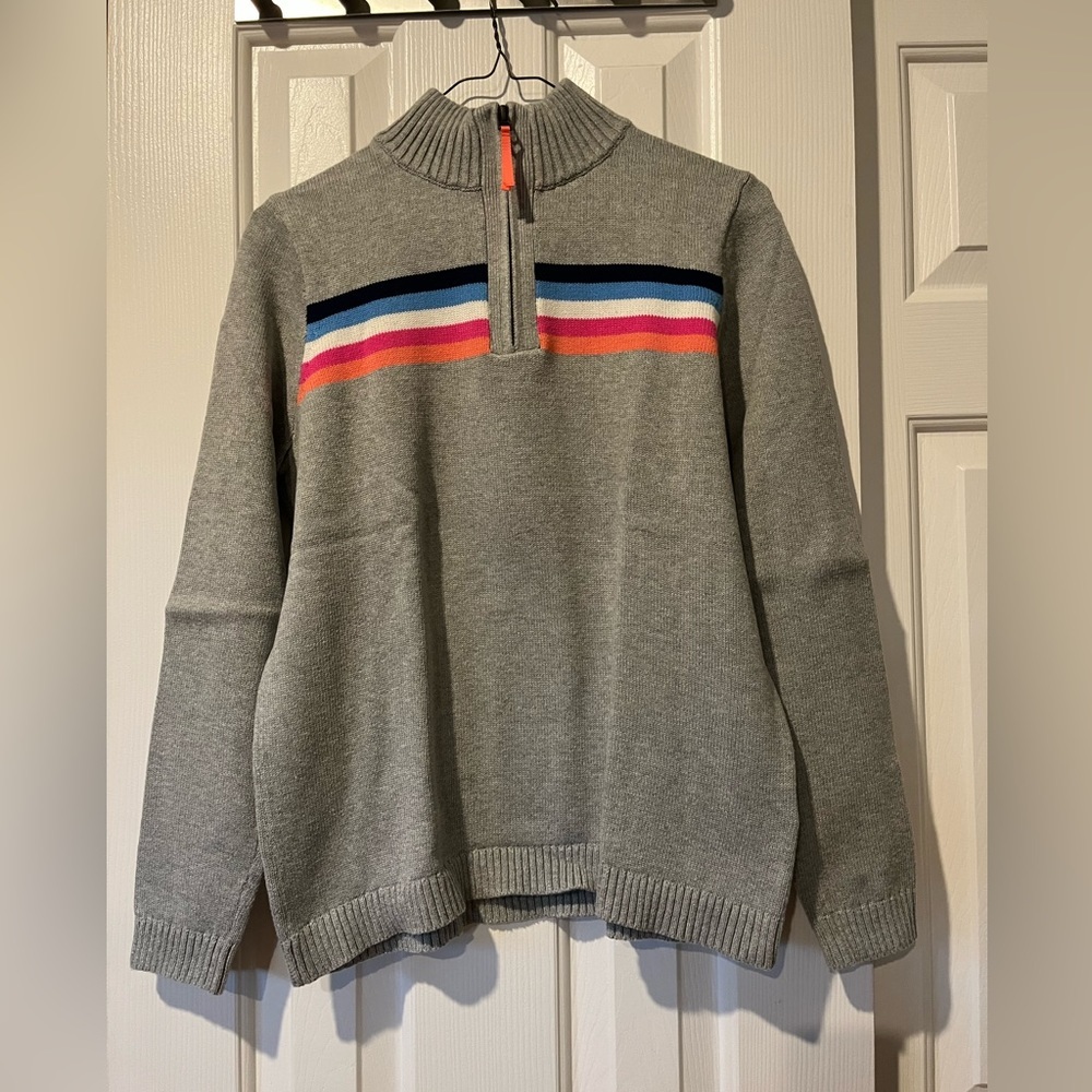 J Crew size S striped quarter-zip sweater